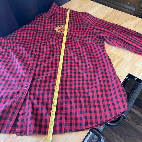 LAUREN Ralph Lauren Womens Red Black Gingham Crest Embroidered Button Shirt 2X - Picture 10 of 10